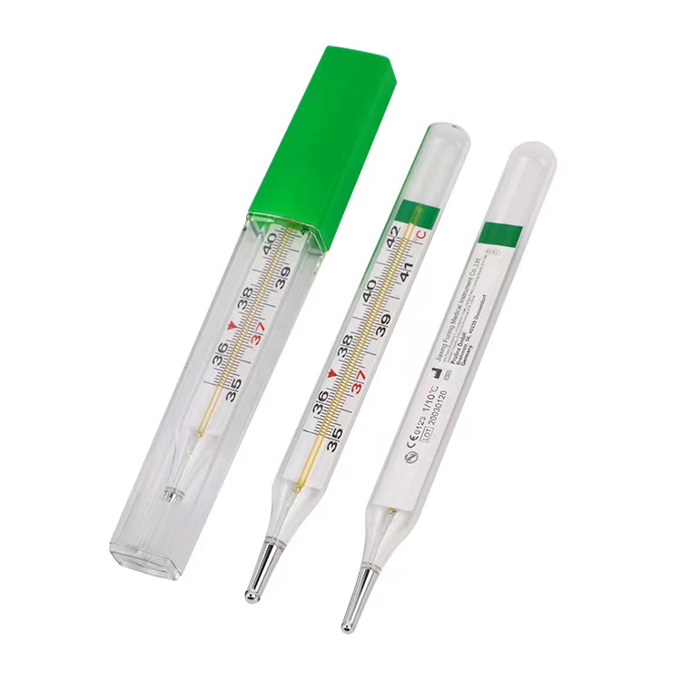 Mercury free glass thermometer